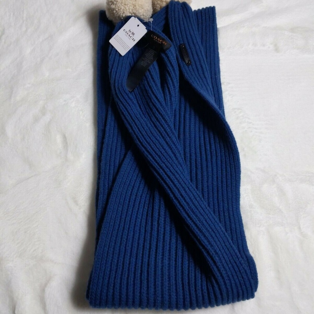 Coach Merino Wool Scarf, Shearling Poms, U… - Picture 4 of 5